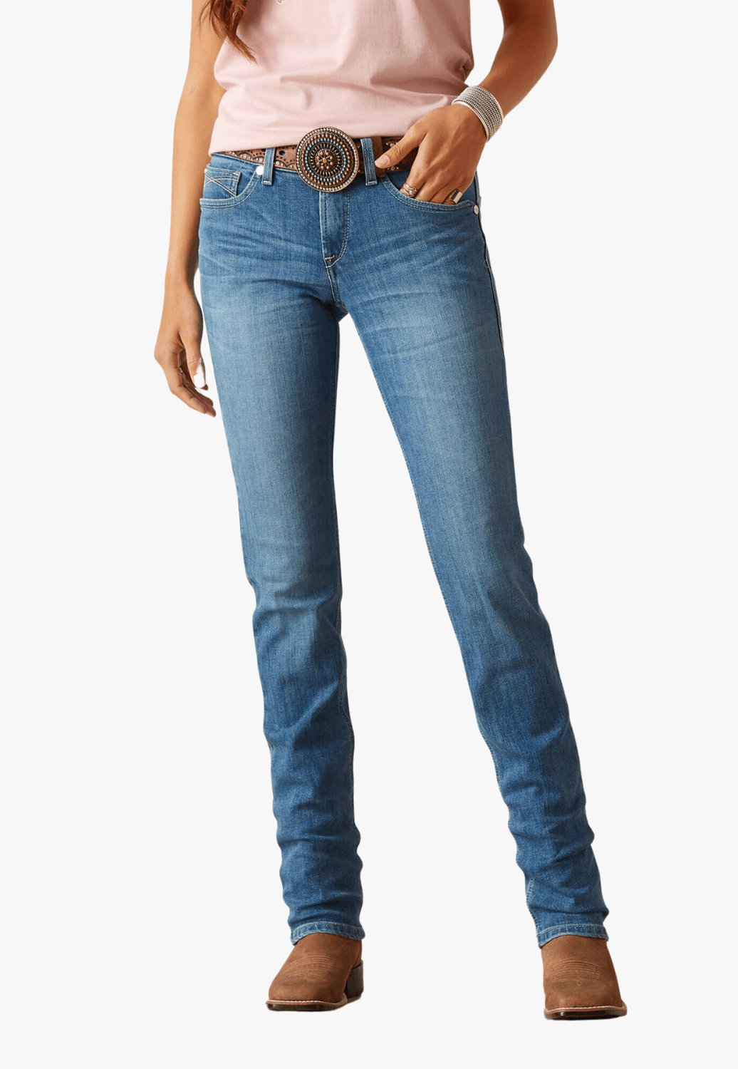 Ariat Womens REAL Clover Perfect Rise Straight Leg Jean