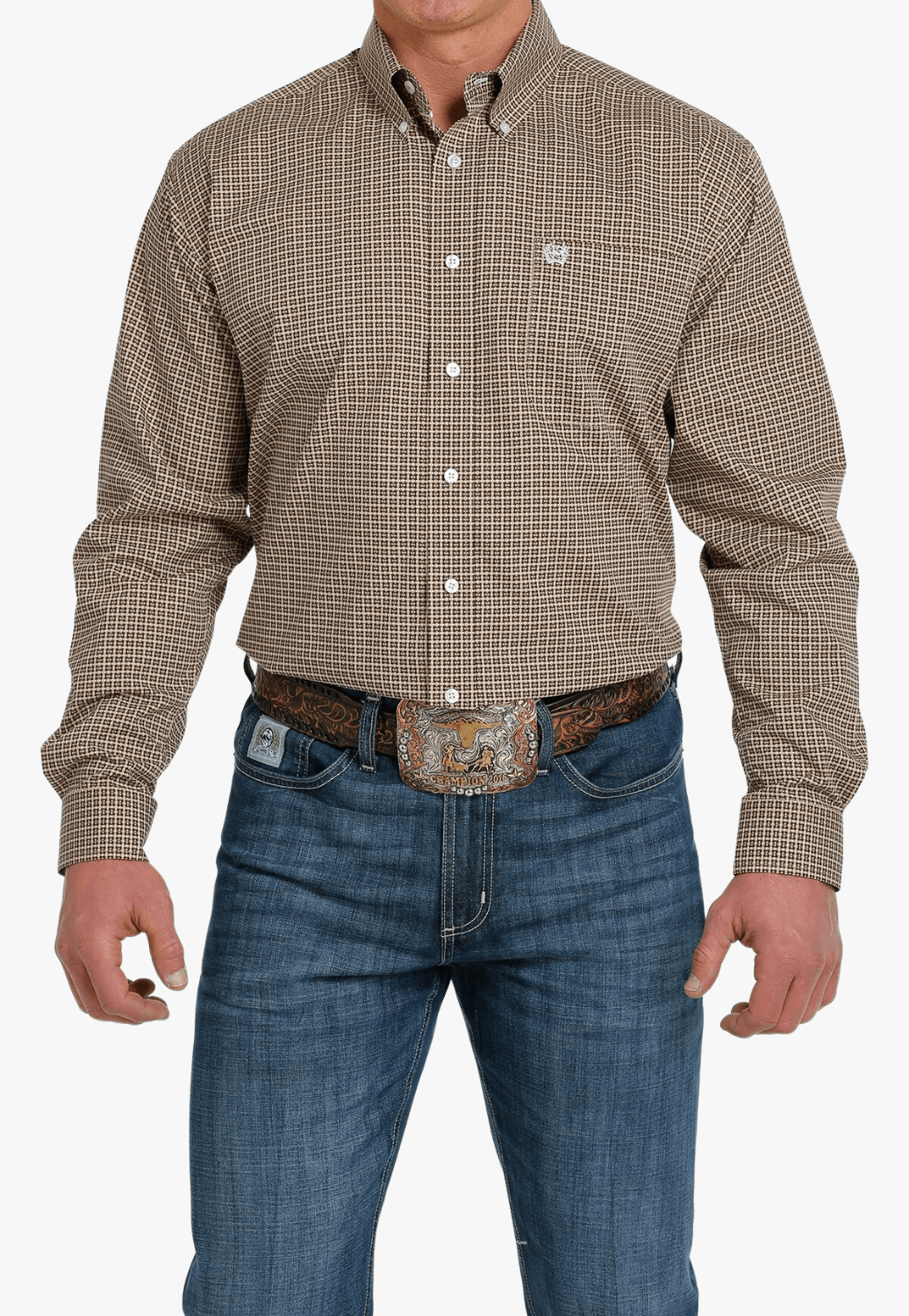 Cinch CLOTHING-Mens Long Sleeve Shirts Cinch Mens Geometric Button Down Long Sleeve Shirt