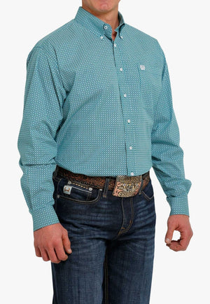 Cinch CLOTHING-Mens Long Sleeve Shirts Cinch Mens Weave Print Button Down Long Sleeve Shirt