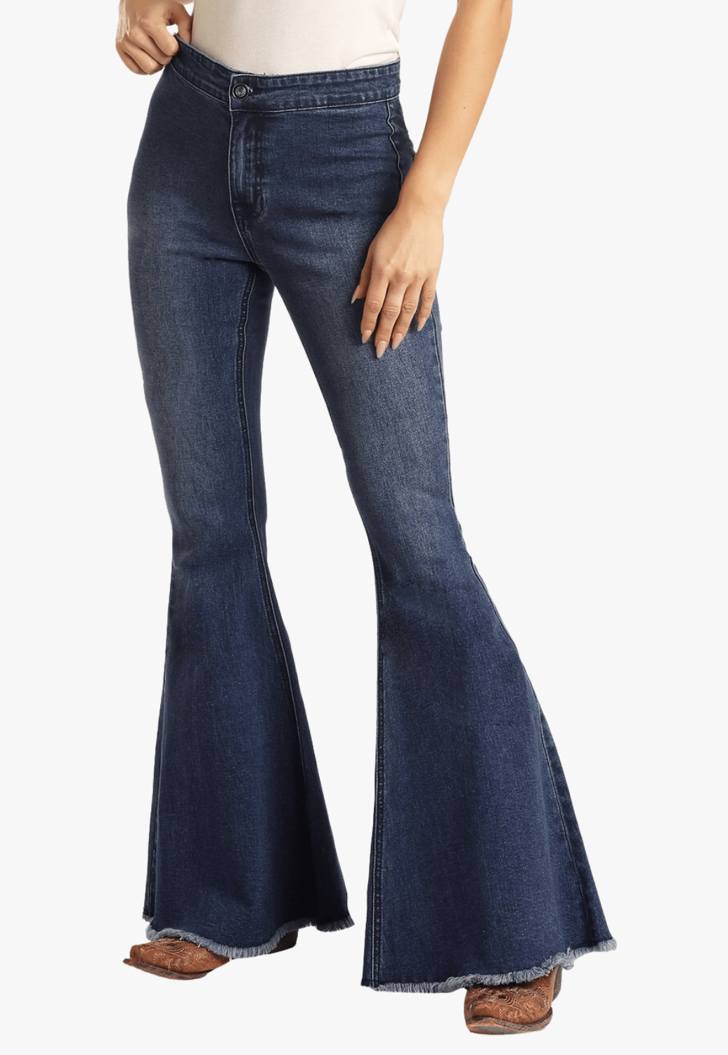 Rock and Roll CLOTHING-Womens Jeans Rock and Roll Womens Button Bells High Rise Flare Jean