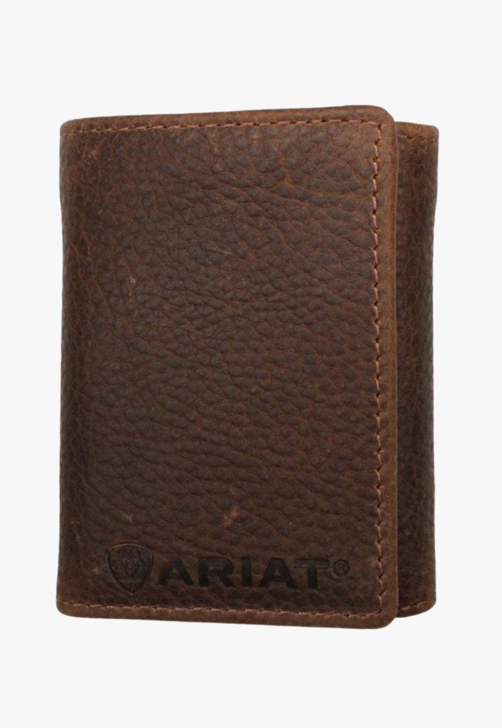 Ariat ACCESSORIES-Mens Wallets Distressed Brown Ariat Mens Tri-Fold Wallet