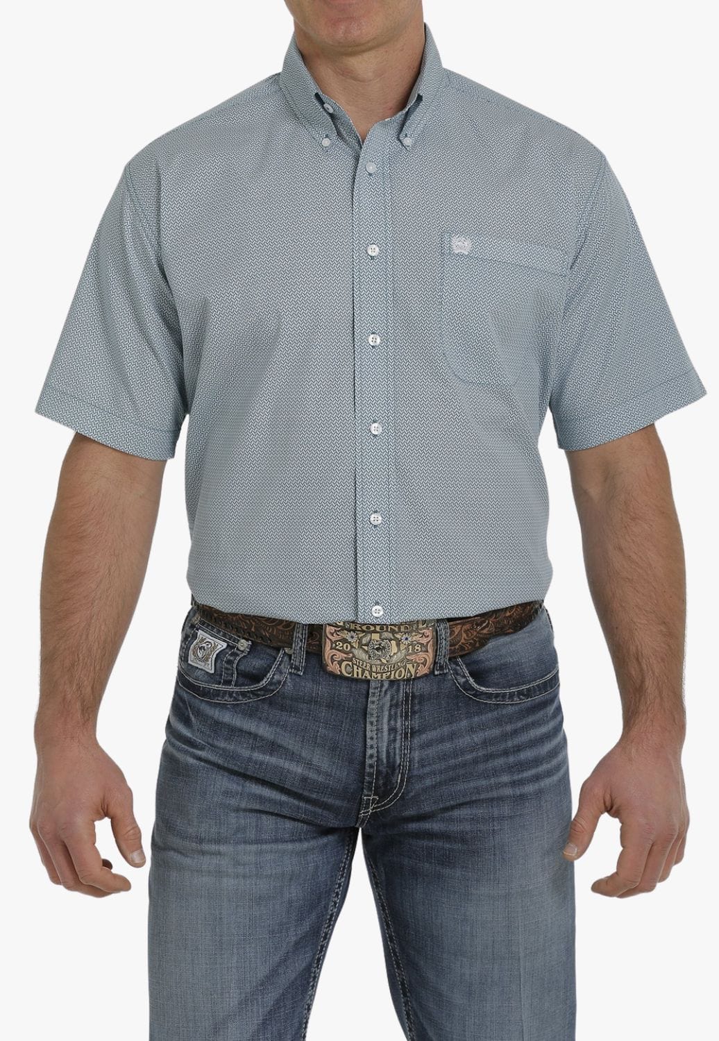 Cinch CLOTHING-Mens Short Sleeve Shirts Cinch Mens Geometric Button Down Short Sleeve Shirt