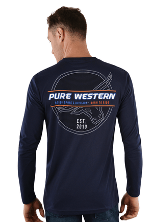 Pure Western CLOTHING-Mens Long Sleeve Shirts Pure Western Mens Ryde Long Sleeve T-Shirt