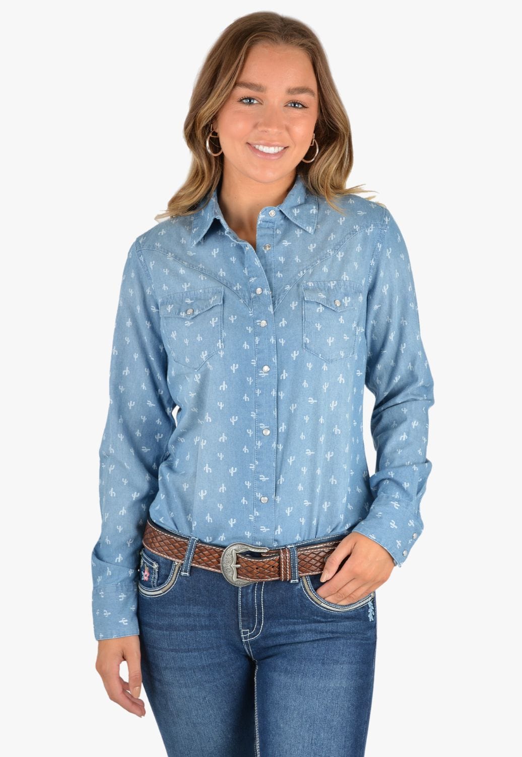 Pure Western CLOTHING-Womens Long Sleeve Shirts Pure Western Womens Adriana Long Sleeve Shirt