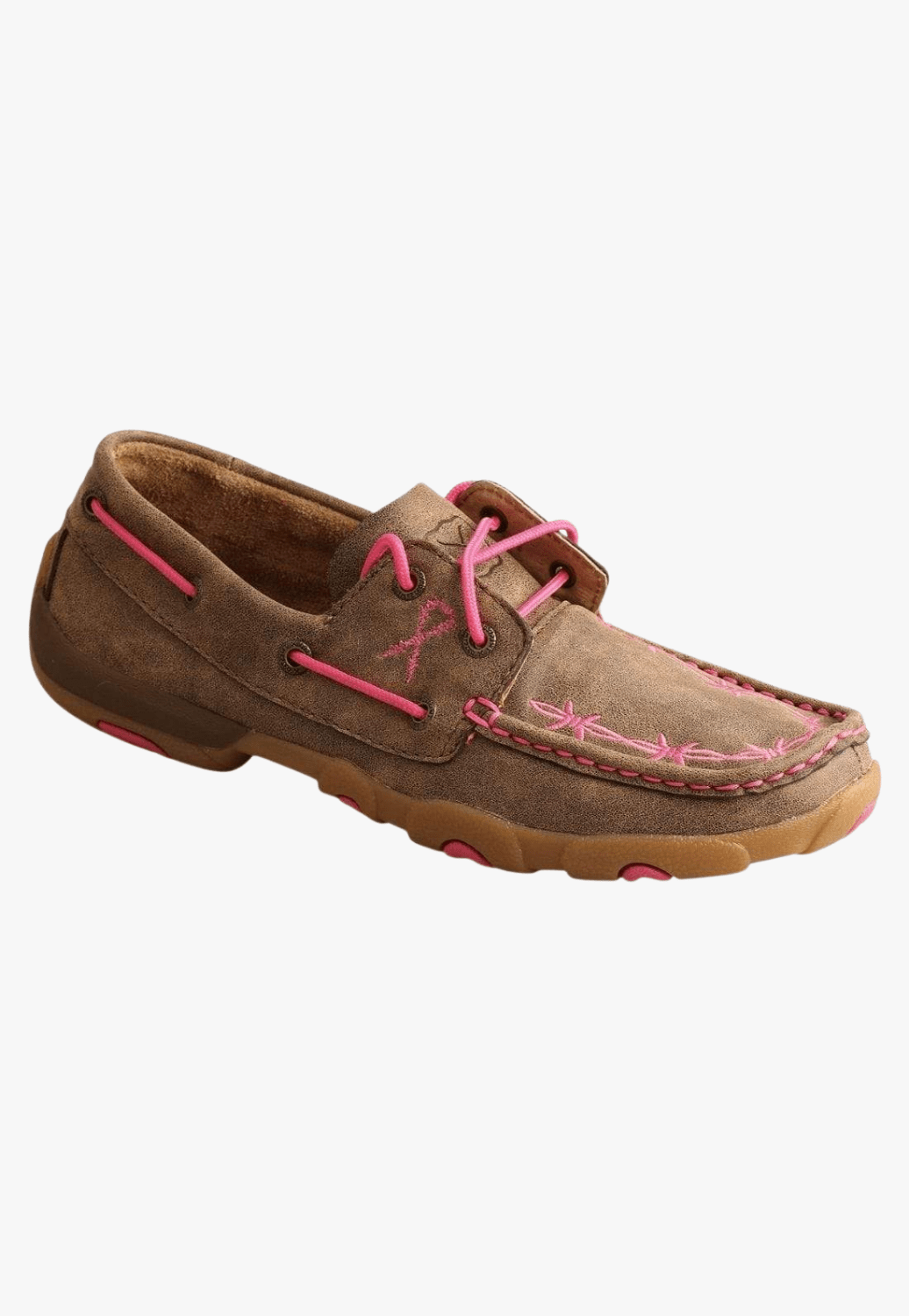 Twisted X FOOTWEAR - Womens Casual Twisted X Womens Pink Ribbon Barbed Lace Up Moc