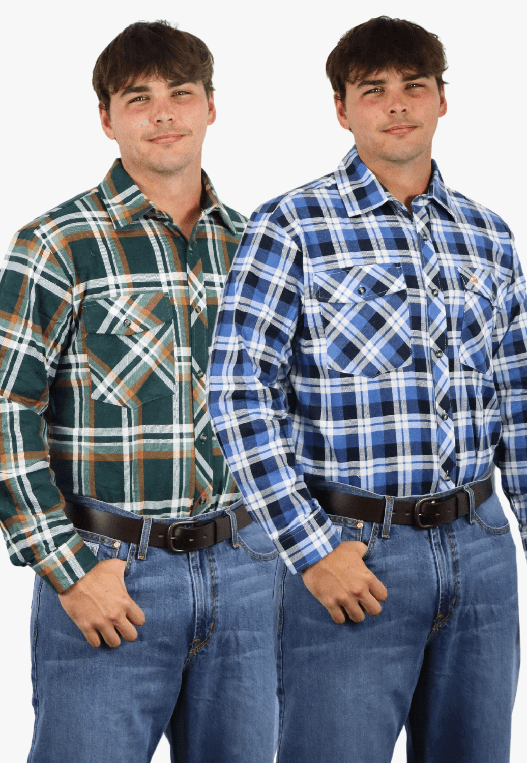 Swanndri Mens Egmont Open Front Flannelette Shirt Twin Pack