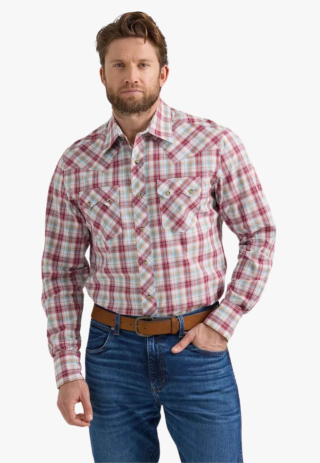 Wrangler Mens Retro Plaid Print Long Sleeve Shirt