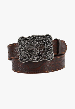 Pilbara Western Rodeo Buckle Tooled Belt