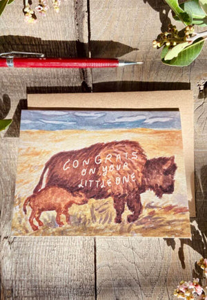 Little Salt Wagon Bison Baby Card