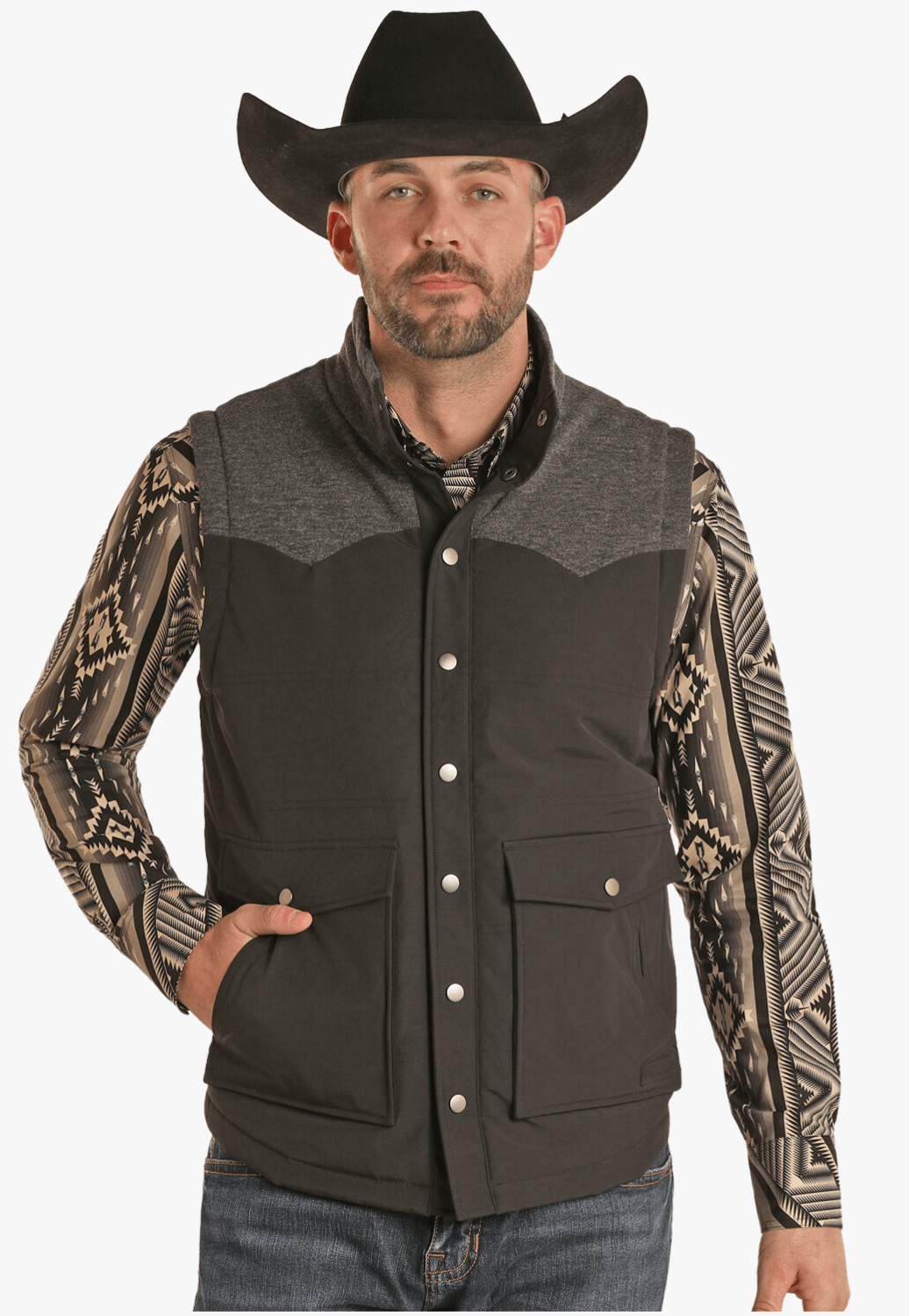 Rock and Roll Mens Vintage Melange Yoke Vest