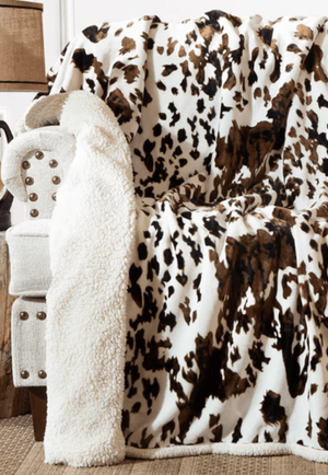 Wrangler Tri-colour Cowhide Plush Sherpa Throw