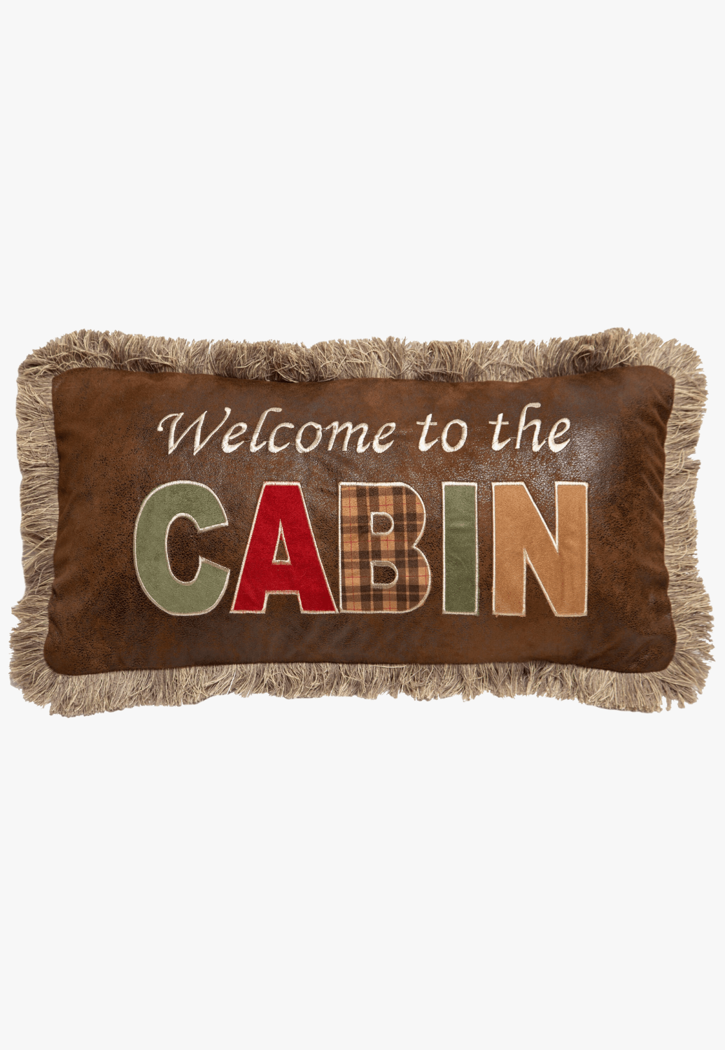 Carstens Welcome To The Cabin Faux Leather Pillow