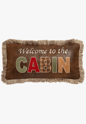 Carstens Welcome To The Cabin Faux Leather Pillow