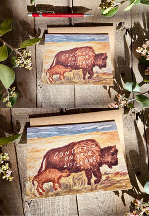 Little Salt Wagon Bison Baby Card