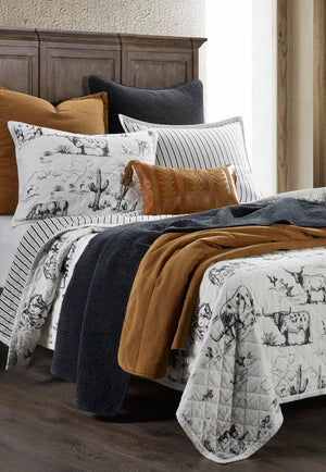 Ranch Life Western Toile Reversible Quilt Set - Queen