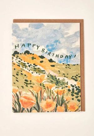 Little Salt Wagon Golden Poppy Birthday Card