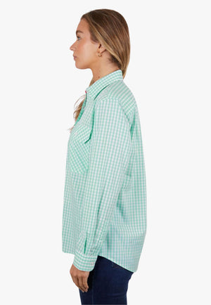 Hard Slog Womens Lize Half Button Long Sleeve Shirt