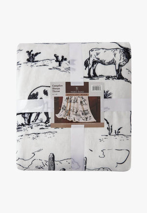 Ranch Life Western Toile Campfire Sherpa Throw