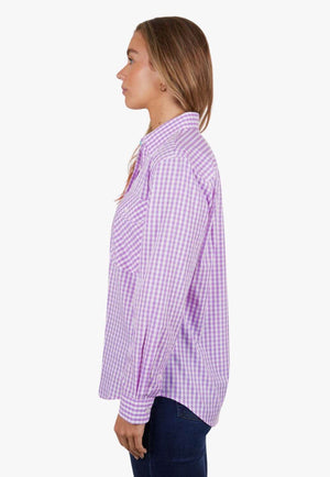 Hard Slog Womens Ayla Half Button Long Sleeve Shirt