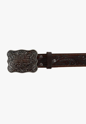 Pilbara Western Rodeo Buckle Tooled Belt