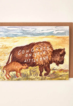 Little Salt Wagon Bison Baby Card