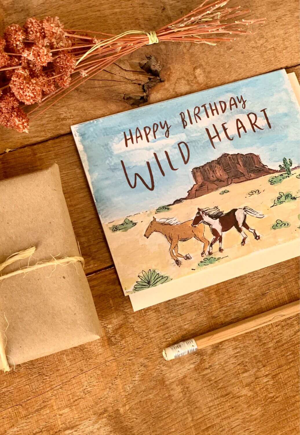 Little Salt Wagon Happy Birthday Wild Heart Horses Card