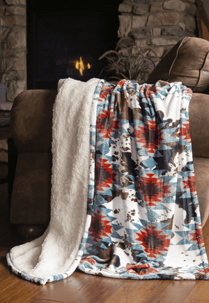 Wrangler Southwest Cowhide Plush Sherpa Throw