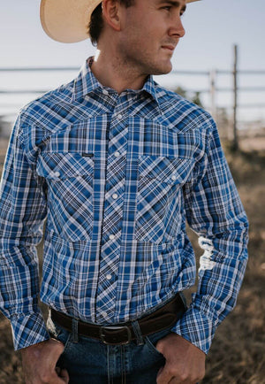 Pilbara Mens Western Snap Long Sleeve Shirt