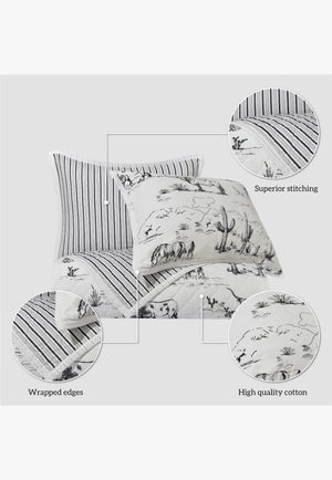 Ranch Life Western Toile Reversible Quilt Set - Queen