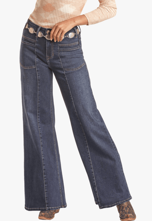 Rock and Roll Womens High Rise Palazzo Flare Jean