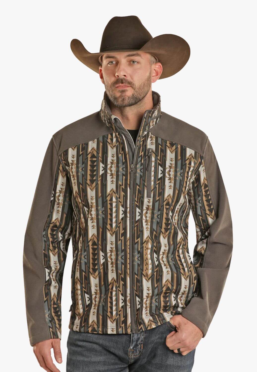 Powder River Mens Aztec Printed Softshell Jacket