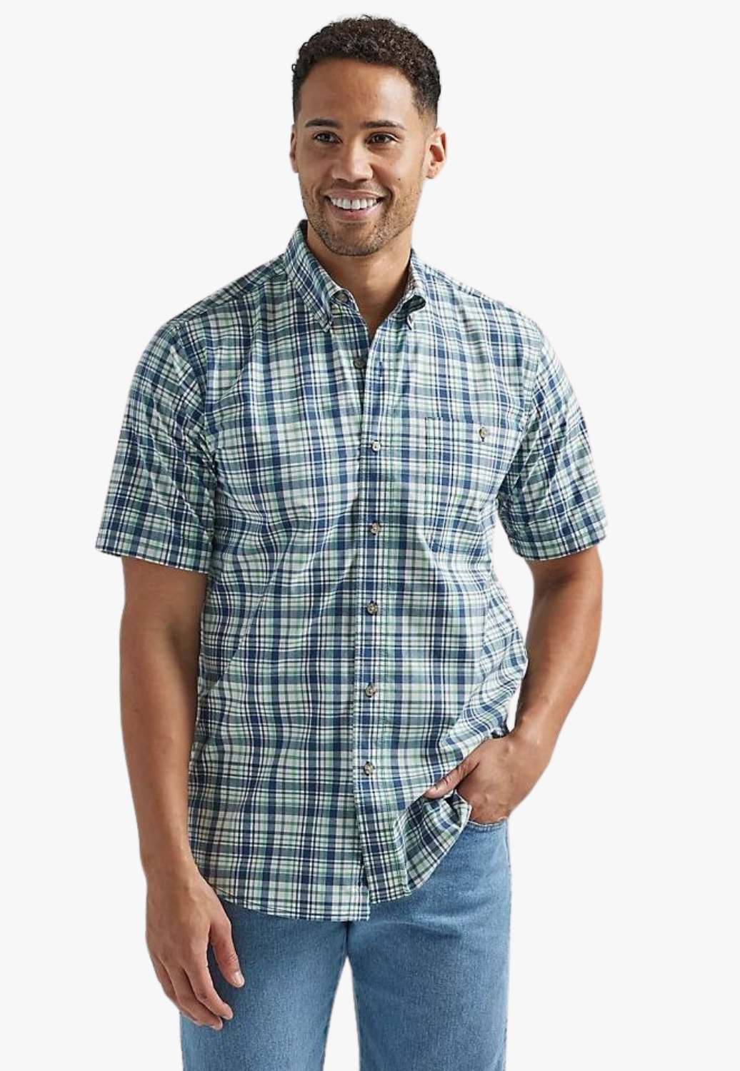 Wrangler Mens Rugged Wrinkle Resistant Short Sleeve Shirt