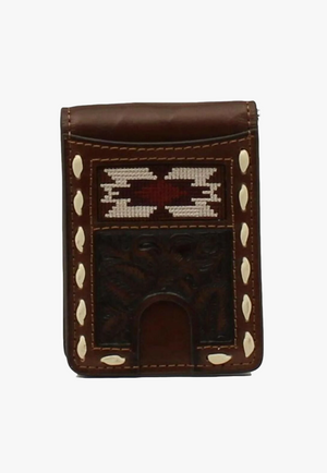 Nocona Mens Southwestern Buck Lacing Bifold Money Clip Wallet