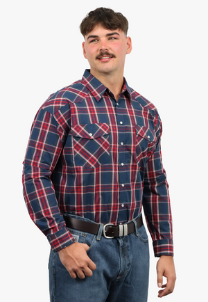 Bisley Mens Western Long Sleeve Checked Shirt