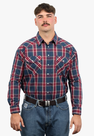 Bisley Mens Western Long Sleeve Checked Shirt