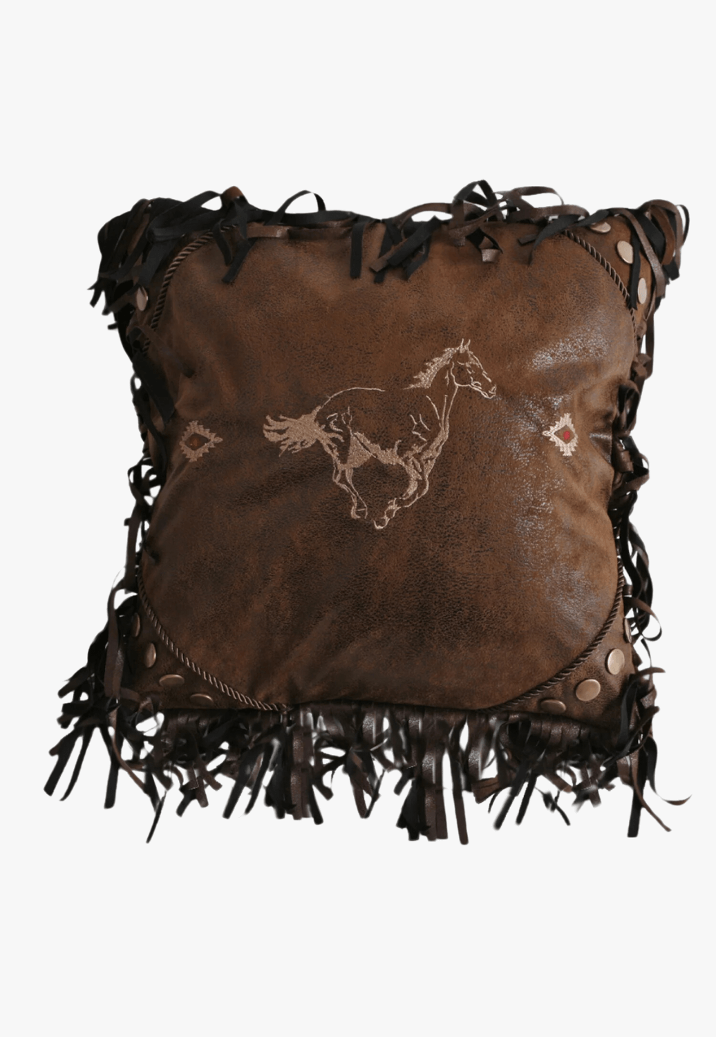 Carstens Embroidered Horse Faux Leather Pillow