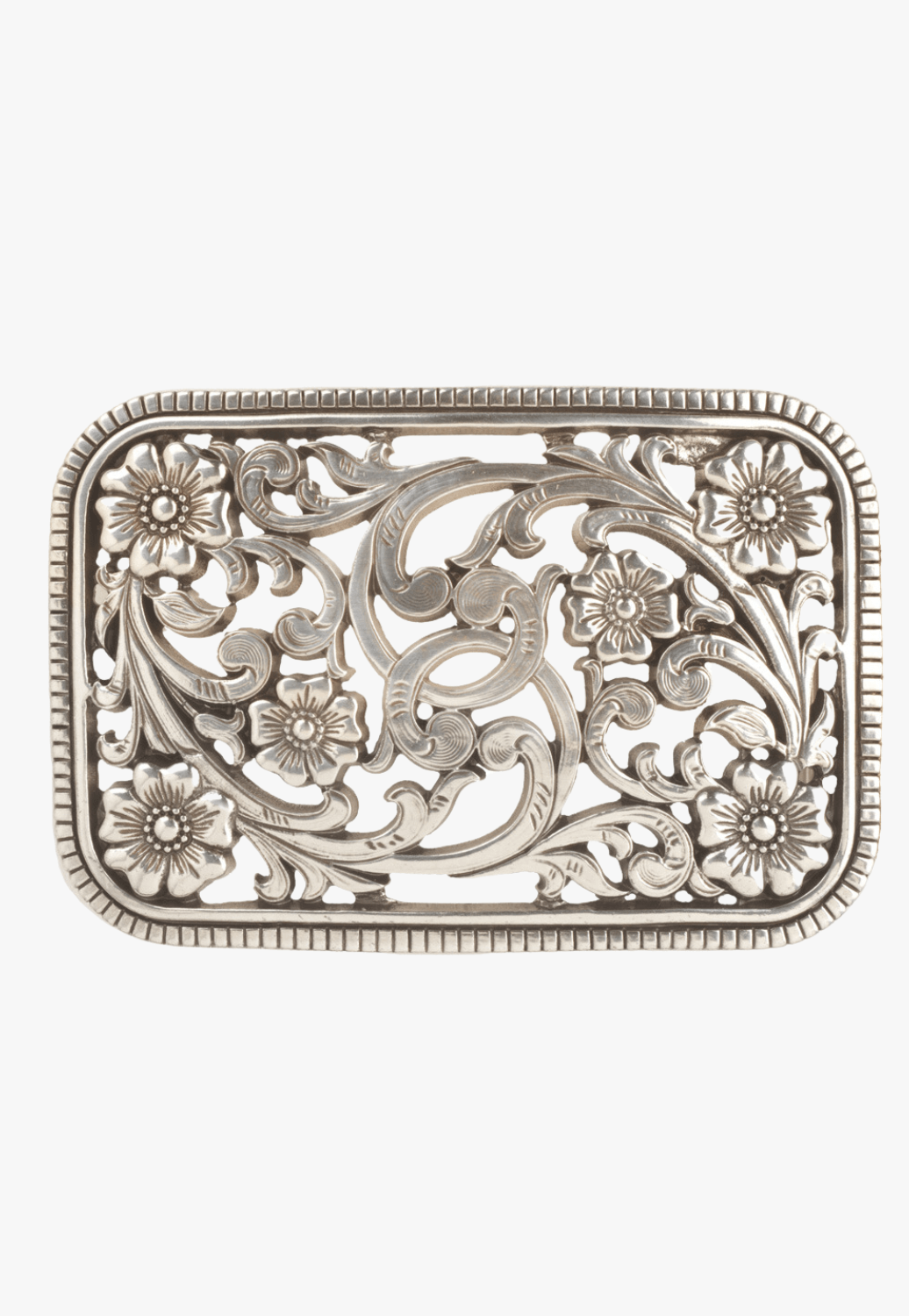 Nocona Womens Rectangle Floral Filigree Buckle