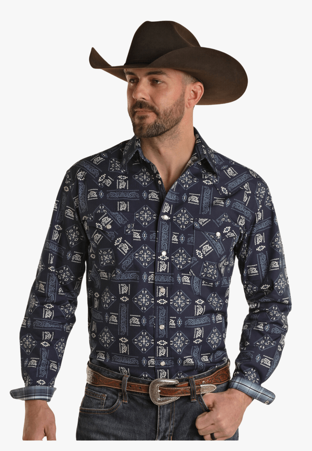 Rough Stock Mens Snap Long Sleeve Shirt