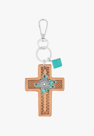 Myra Turquoise Bloom Cross Key Fob