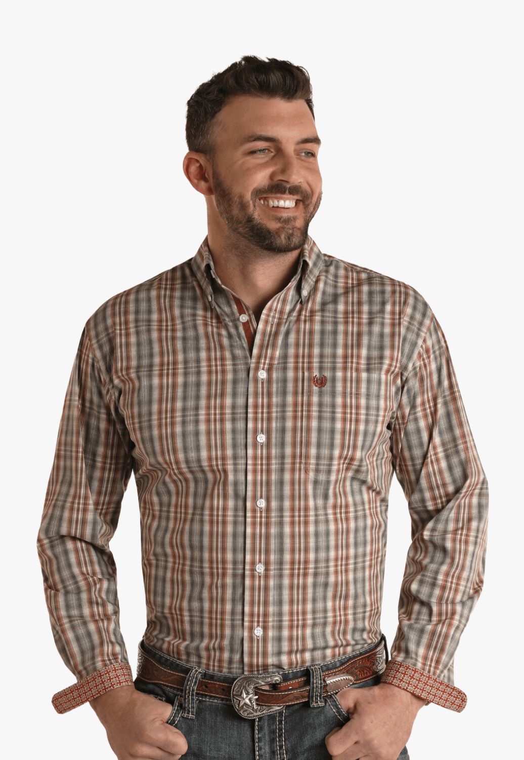 Panhandle Mens Plaid Long Sleeve Shirt