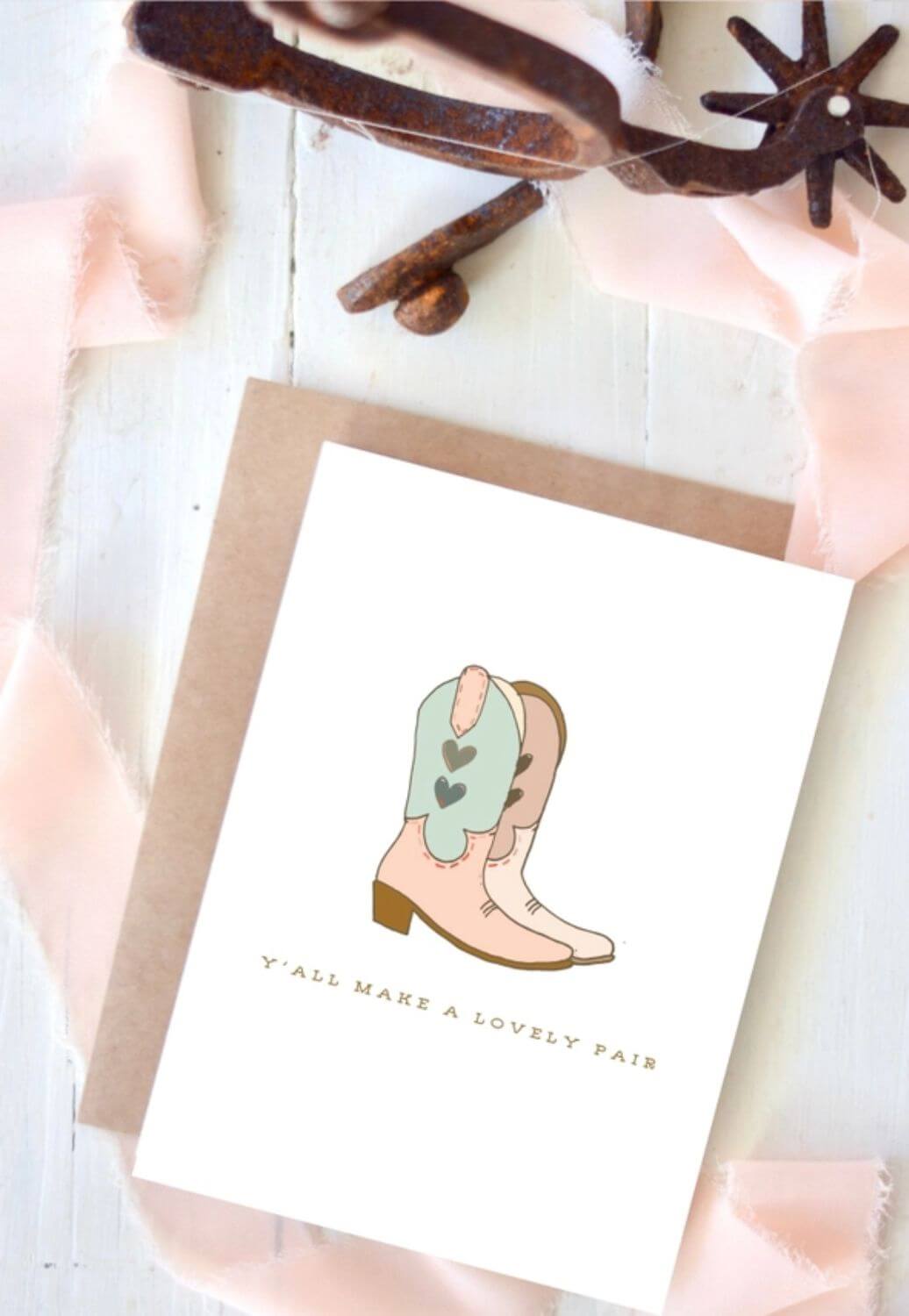 Tirzah Cowboy Boot Engagement Card