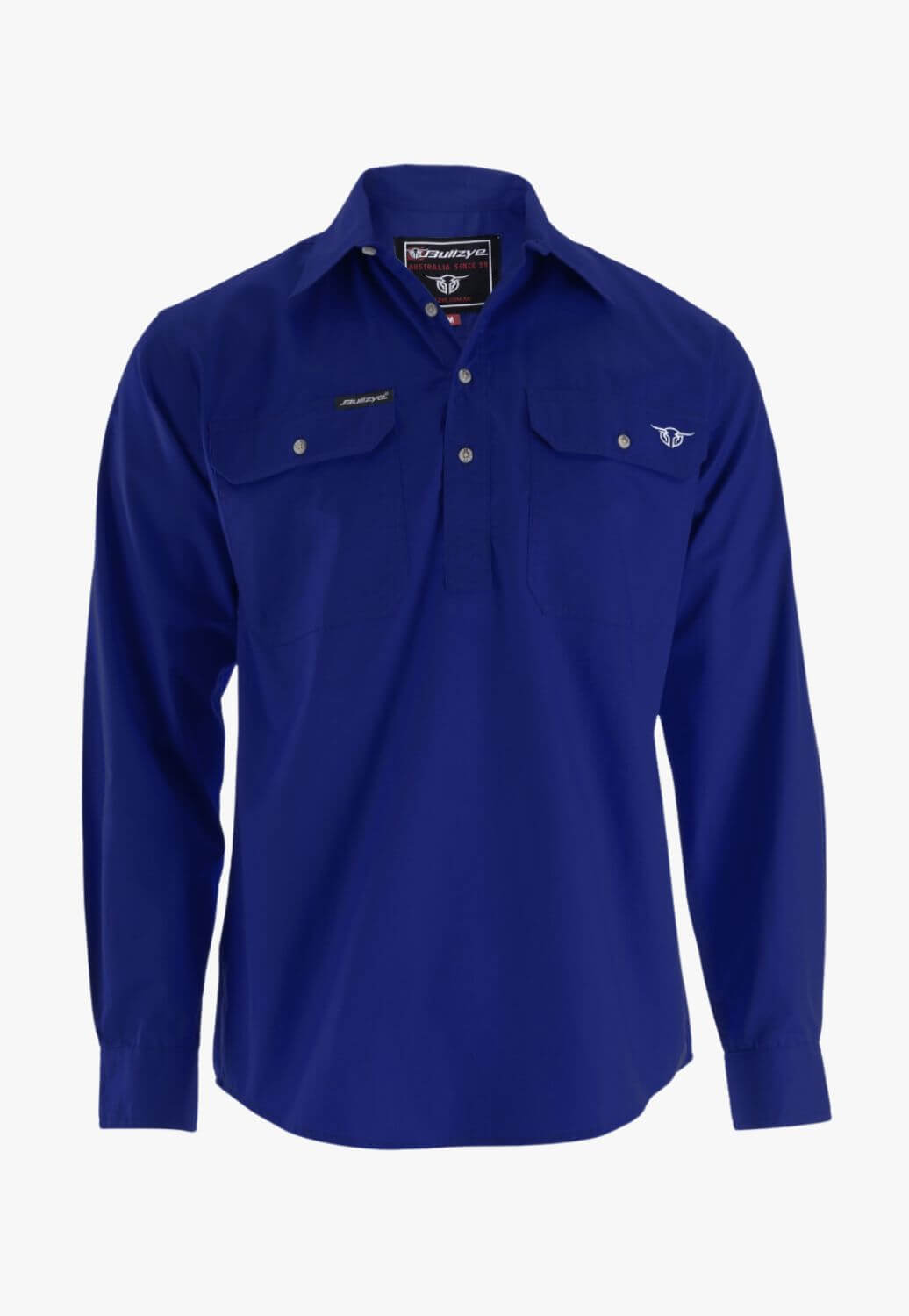 Bullzye Mens Half Placket Long Sleeve Work Shirt