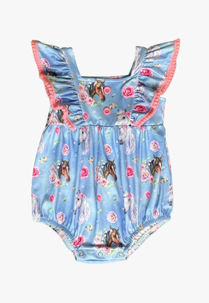 Shea Baby Floral Horse Infant Romper