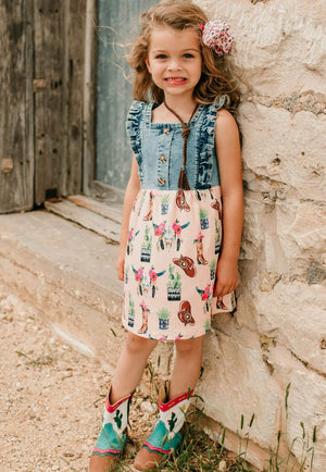 Shea Baby Floral Skull Denim Dress