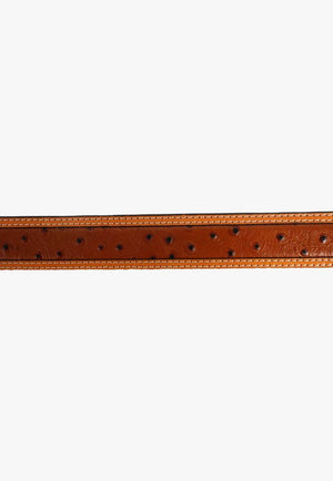 Nocona Mens Ostrich Inlay Tooled Belt