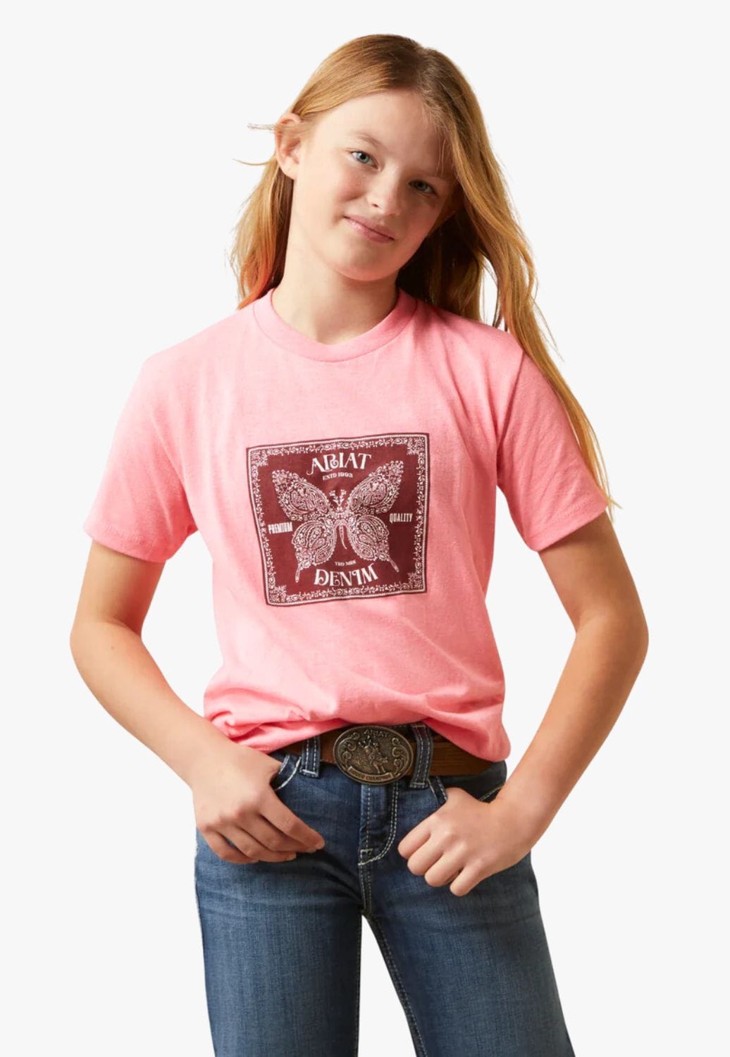 Ariat CLOTHING-Girls T-Shirts Ariat Girls Butterfly Bandana T-Shirt