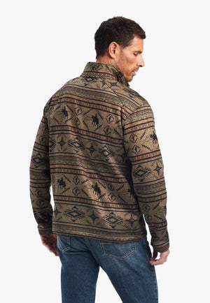 Ariat CLOTHING-Mens Pullovers Ariat Mens Caldwell Brindle-Wood Full Zip Sweater
