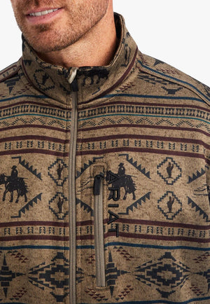 Ariat CLOTHING-Mens Pullovers Ariat Mens Caldwell Brindle-Wood Full Zip Sweater