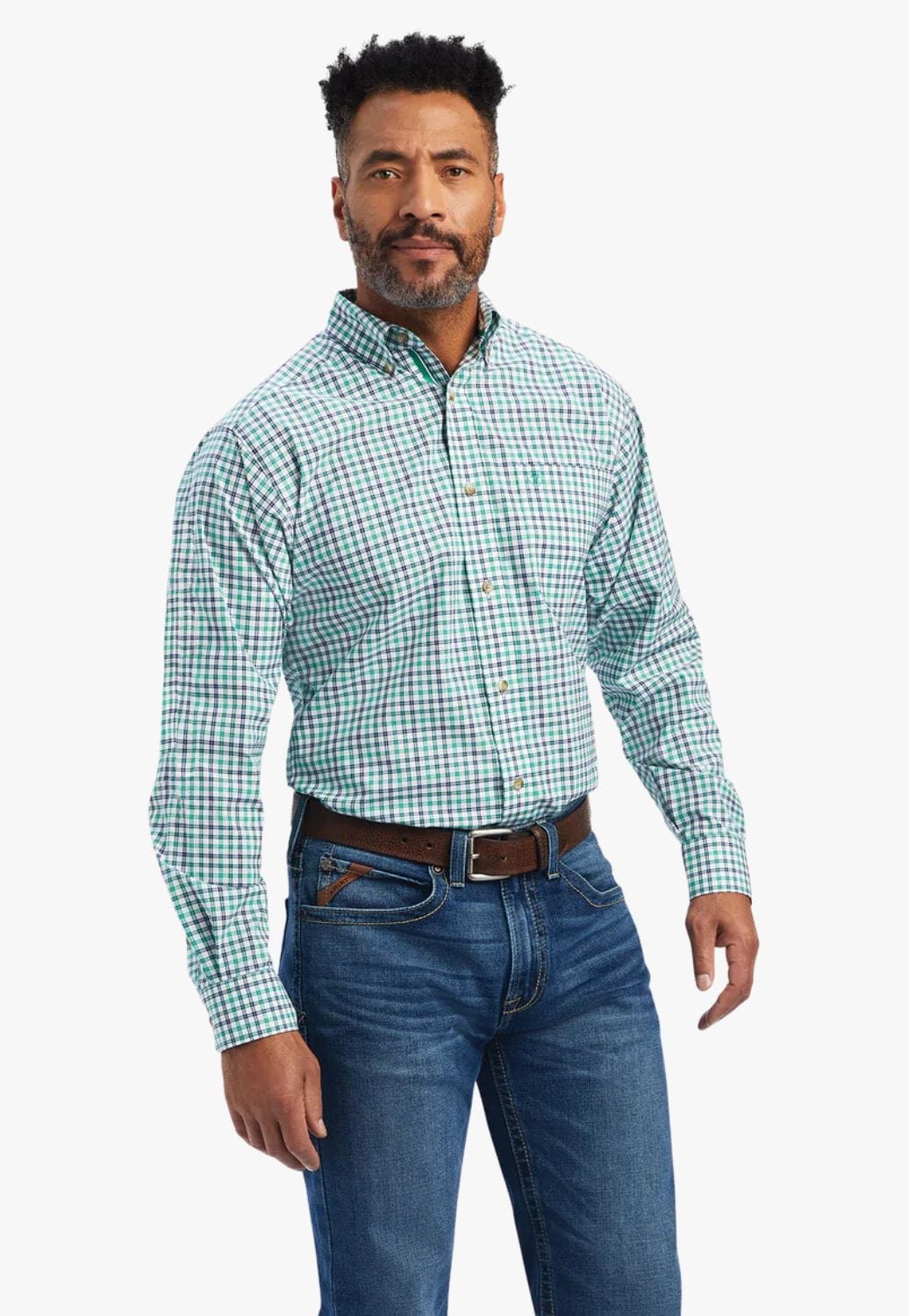 Ariat CLOTHING-Mens Long Sleeve Shirts Ariat Mens Pro Series Brodie Stretch Fitted Long Sleeve Shirt