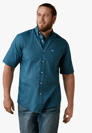 Ariat CLOTHING-Mens Short Sleeve Shirts Ariat Mens Wrinkle Free Eli Classic Short Sleeve Shirt
